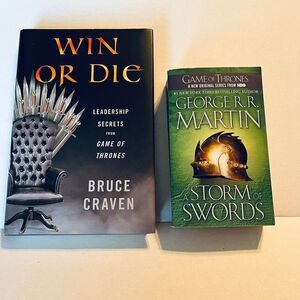 Game of Thrones themed books.  A Storm of Swords by George R. R. Martin‎ and Win